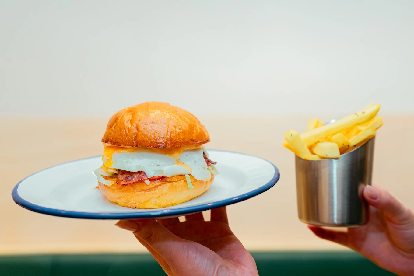 Burger and fries on a tray